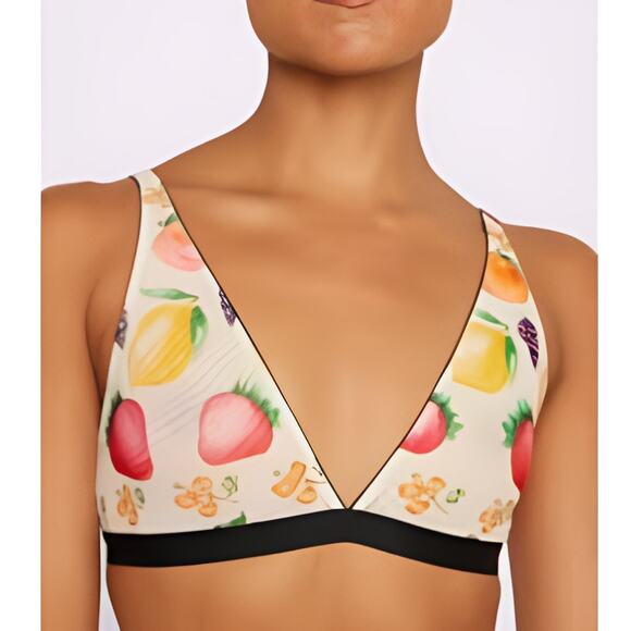 Parade Womens Pin Up Novelty‎ Lingerie Fruit Print Plunge V-Neck Bralette 32DD - Picture 1 of 7
